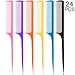 Yaomiao 24 Pcs Rat Tail Combs Bulk Braiding Comb for Woman Parting Combs Hair Colored Teasing Pin Tailcombs Styling Tailcombs with Thin and Long Handle Men Hair Stylist Salon Supplies, 6 Colors