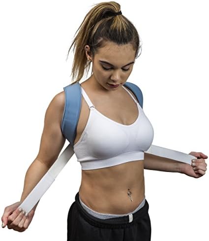Posture Corrector for Men and Women - Adjustable Figure 8 Clavicle Brace for Upper Back Support Plus Shoulder and Neck Muscle Pain Relief from Hunching and Slouching with Breathable Soft Straps (BLUE)