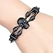 Coolla Men's Vintage Leather Wrap Wrist Band Skull Bracelet Sl3381 (Black)