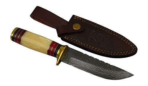 BC-825-DB 10" Overall Bone Handle Knife Damascus High Carbon Steel Forged Welded 1095-15n20 (576 Layers) Blade W/Leather Sheath (Handle 4.5" Blade 5