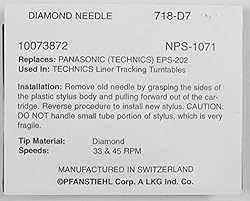 Pfanstiehl Phonograph Needle For Panasonic Technics