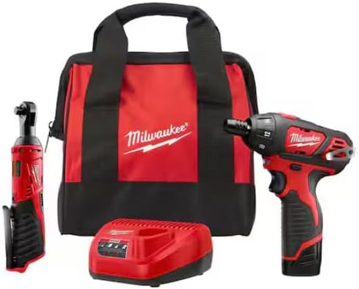 Milwaukee M12 12V Cordless Ratchet Screwdriver Combo Kit 2-Tool w/ Battery