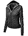 Xpril Women's Casual Zipper Closure Stitch Detailed Moto Hoodie Jacket