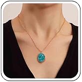 Ximdble Vintage Green Agate Pendant Necklace Irregular Agate Necklace Boho Agate Oval Choker Necklace Green Oval Coin Choker Necklace for Women