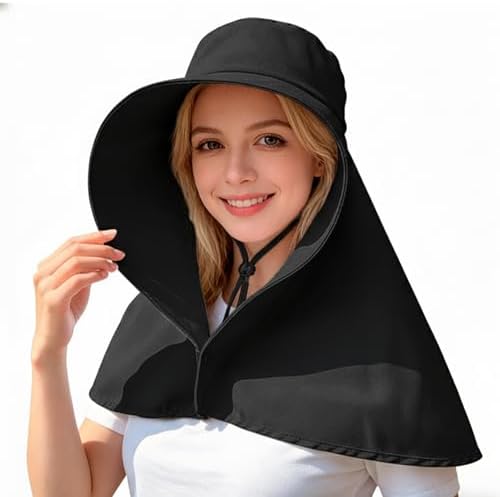 Wide Brim Sun UV Protection Sunhat with Mesh Veil Head Net Hat for