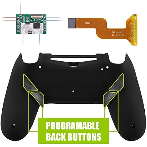eXtremeRate Soft Touch Black Dawn Programable Remap Kit for PS4 Controller with Upgrade Board & Redesigned Back Shell & 4 Back Buttons - Compatible with JDM-040/050/055 - Controller NOT Included