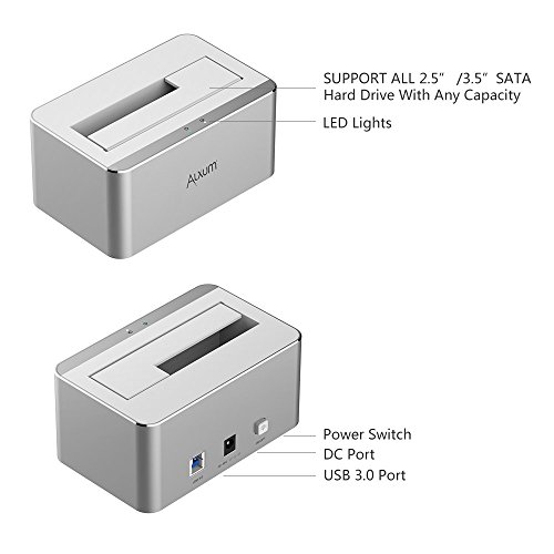 [Support UASP & 8TB]Alxum Aluminium USB 3.0 To SATA Single Bay Hard Drive Docking Station For 2.5/3.5 Inch SATA I/II/III HDD SSD - Thumbnail 4