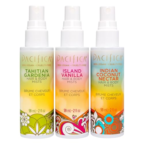 PACIFICA BEAUTY MINI FRAGRANCE SAMPLER, 3 ISLAND VANILLA SCENTS – HAIR PERFUME & BODY SPRAY GIFT SET, VEGAN & CRUELTY FREE