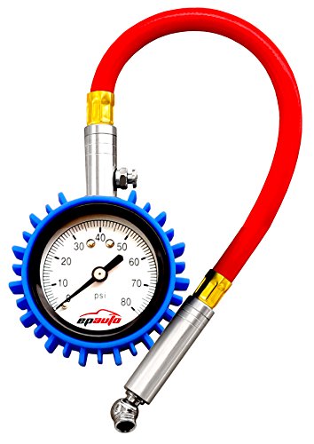 Click Here to See More Images EPAuto Premium Tire Pressure Gauge w/ Rubber Guard, 2-inch Large Dial, for Bikes, Cars, Trucks, Motorcycles and SUV