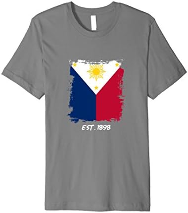 Mens Philippines T-shirt Cool Pilipinas Filipino Pinoy Flag Gift Large Slate