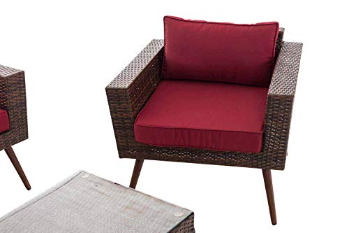 CLP Polyrattan Loungeset Kiruna I Braun-meliert I Gartenlounge Flachrattan I Sofa & 2X Sessel & Glastisch I 1,25mm… – Bild 7