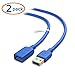 Cable Matters 2-Pack 5Gbps USB Extension Cable - 3ft, USB 3.0 Extension Cable, Male to Female USB3.0 Extender, Compatible with Webcam, VR Headset, Printer, Hard Drive, Blue