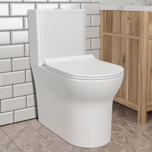 Elongated One-Piece Ceramic Toilet - Soft Close Seat, Powerful Flush, Easy Clean Design