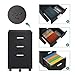 DEVAISE 3 Drawer Mobile File Cabinet, Wood Filing Cabinet fits A4 or Letter Size for Home Office, Black