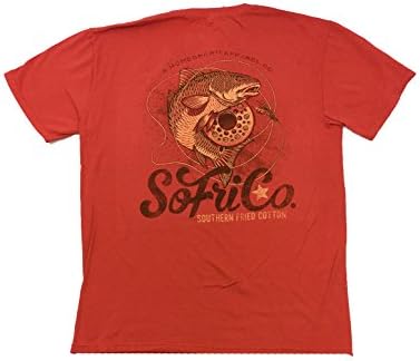 Southern Fried Cotton On The Fly Adult Short Sleeve T-Shirt-Sunwashed Red-XL