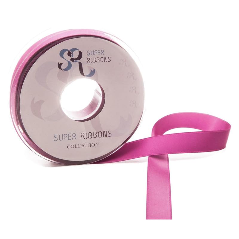 SR SUPER RIBBONS®™- Full Reel 38mm Double Faced Satin Ribbon, 20 Metres on Reel - Raspberry Pink