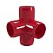 FORMUFIT 3/4” 4-Way Tee Furniture Grade PVC Fitting in Red, Made in USA, UV-Resistant, Impact-Proof, 1.050” Actual Socket Diameter (Pack of 8) - F0344WT-RD-8