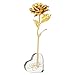 Pixnor 24K Gold Foil Artificial Rose Flower with Acrylic Heart Shaped Stand for Valentines Day Mothers Day Birthday Anniversary Gift