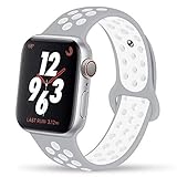 YC YANCH Greatou Compatible for Apple Watch Band 42mm 44mm,Soft Silicone Sport Band Replacement Wrist Strap Compatible for iWatch Apple Watch Series 3/2/1,Nike+,Sport,Edition,M/L,Pure Platinum White