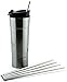 4 Pack Cocostraw for Bubba Hero 20 oz Silver Tumbler PerfectFIT 18/8 Stainless Steel Drinking Straws With Cleaning Brush