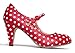 J. Adams Pixie Heels - Red Polka Dot Vintage Retro Round Toe Shoe with Ankle Strap - 9