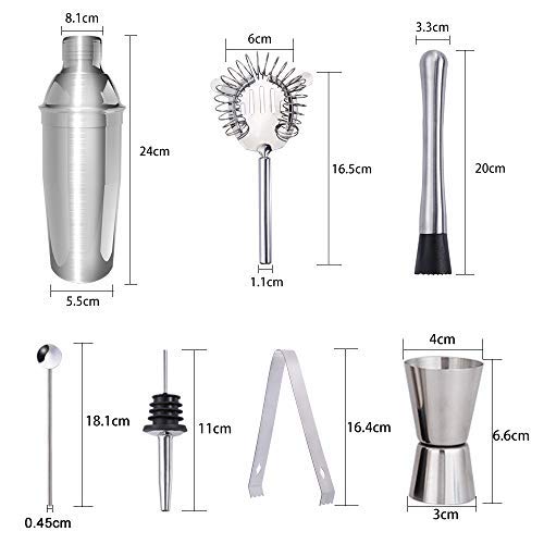 GOLDGE 2 Bargeschirr, 11-teilig, Cocktail-Shaker, Edelstahl, Bar-Werkzeug-Set – Bild 7