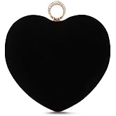 Oweisong Novelty Heart Clutch Purse for Women Formal Velvet Evening Handbag Small Cute Heart Shaped Bag for Wedding Bride