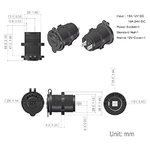 Zigarettenanzünder, Enisina Wasserdicht Marine Grade 12V / 24V Gleichstrom-Feuerzeugsteckdose Steckdose für Boot… – Bild 6
