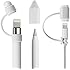 [3-Piece] Fintie for Apple Pencil Cap Holder / Nib Cover / Lightning Cable Adapter Tether for iPad Pro Pencil, White