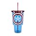 Silver Buffalo MV4717 Marvel Captain America Shield Jumbo Cold Cup with Lid and Straw, 32-Ounces