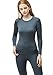 TSLA Women's Thermal Long Sleeve Tops, Mock Turtle & Crew Neck Shirts, Fleece Lined Compression Base Layer, Round Neck Wintergear Heather Charcoal, Small