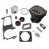 HURI Cylinder with Piston Kits Gasket Oil Seal Spark Plug for Husqvarna 346XP 350 351 353 Chainsaw 44mm