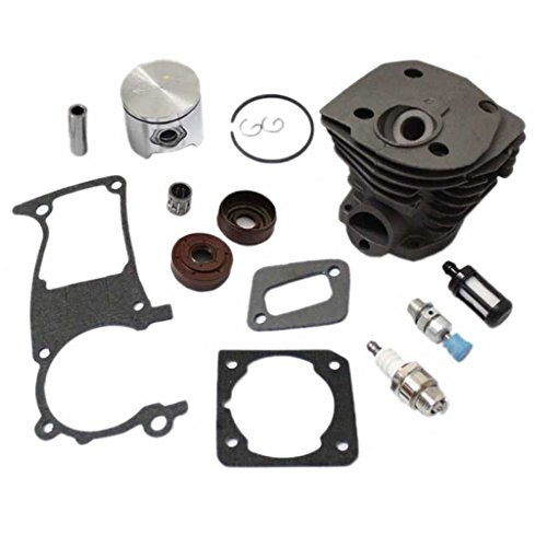 HURI Cylinder with Piston Kits Gasket Oil Seal Spark Plug for Husqvarna 346XP 350 351 353 Chainsaw 44mm