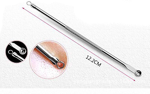 Set of 8 Professional Remove Blackheads Whiteheads Bend Straight Acne Tweezers Needle Eyebrow Clip Earpick Pimple Comedone Blemish Extractor Cleaner Tool Eyebrows Nose Hair Beauty Scissors