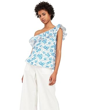 Mango Women's Assymetric Printed Top