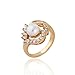 Oakky Women's European Style 18k Gold Plated Pearl Ring