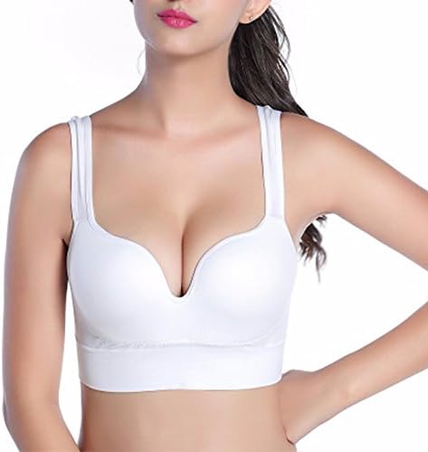 Womens Yoga Sports Bra Wire-free Seamless Padded Push Up Top Pack of 3 (S : 32A 32B 32C 34A, White &amp; Aqua Blue &amp; Black)