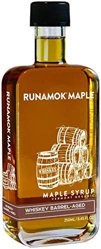 Runamok Maple Whiskey Barrel Aged Maple Syrup - Authentic & Real Vermont Maple Syrup | Natural Sweetener | Great for Ice Cream, Cheese Pairing & Pancakes Maple Syrup | 8.45 Fl Oz (250mL)