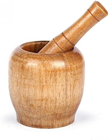 LCYCN Natural Wood Mortar Garlic Presser Garlic Crusher Practical Kitchen Cooking Tools