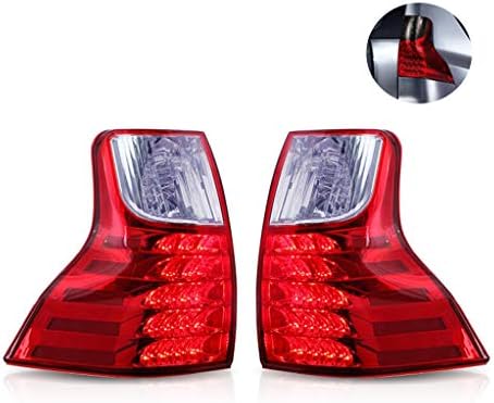 LED Tail Lights Assembly for Toyota Prado 2011-2016 Black Housing Rear Lamp Brake Reverse Light Rear Back Up Lamp Replacement Accessories,RED＆CLEAR