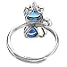 EleQueen 925 Sterling Silver Full Cubic Zirconia Princess Crown Cute Cat Adjustable Cocktail Ring Sapphire Color, Valentine's Day/Mother's Day/Christmas Jewelry Gift for Wife/Mom