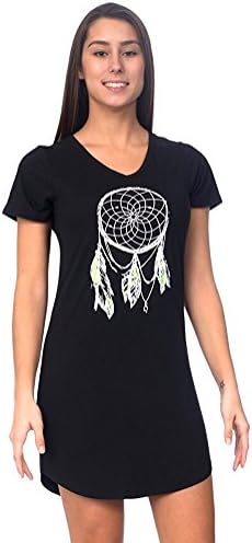 Cozy Loungewear Women's Cute Printed Cotton Jersey Knit Nightshirt Sleepwear (Dreamcatcher, S)