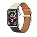 EloBeth 38mm/40mm Leather Band ,Single Tour Men Women Loop Leather Replacement Wristband Compatible with Apple Watch Series 4 40mm Series 3 Series 2 Series 1 38mm -Indigo/White