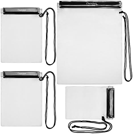 Onenines 4 pack of Waterproof touch friendly bags, cases and pouches for phones, iPads, gadgets and maps (Transparent)