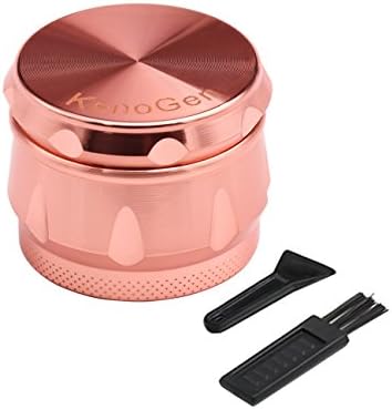 Small Herb Grinder with Pollen Cather 1.5 inch 4 Pieces for Tobacco (Rose gold)