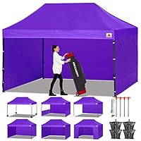 ABCCANOPY Heavy Duty Ez Pop up Canopy Tent with Sidewalls 10x15, Purple