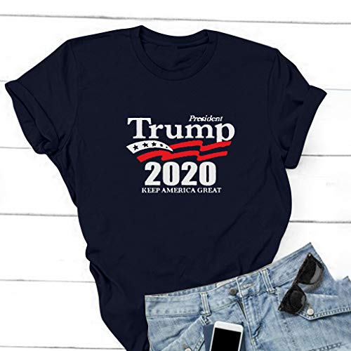 Unisex ???????????????????? Letter Print Shirts for 2020 O-Neck Short Sleeves Top Navy