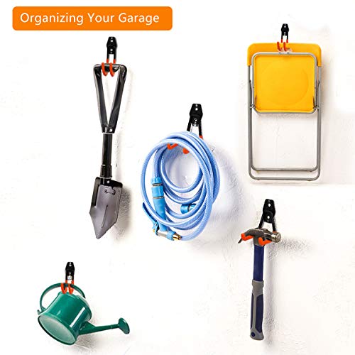 Garage Storage Utility Double Hooks, WOHOME 8-Pack Heavy Duty Wall Hooks for Organizing Power Tools, Ladders, Bulk Items, Bikes, Ropes and More