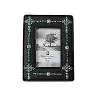 Cowgirl Kim Faux Turquoise & Silver Crosses Picture Frame~ 4" X 6"