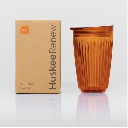 Huskee Renew Range Cup & Lid- Amber and Smoke - (6oz, 8oz, 12oz, 16oz) (Amber, 12oz Cup & Lid) — image 1